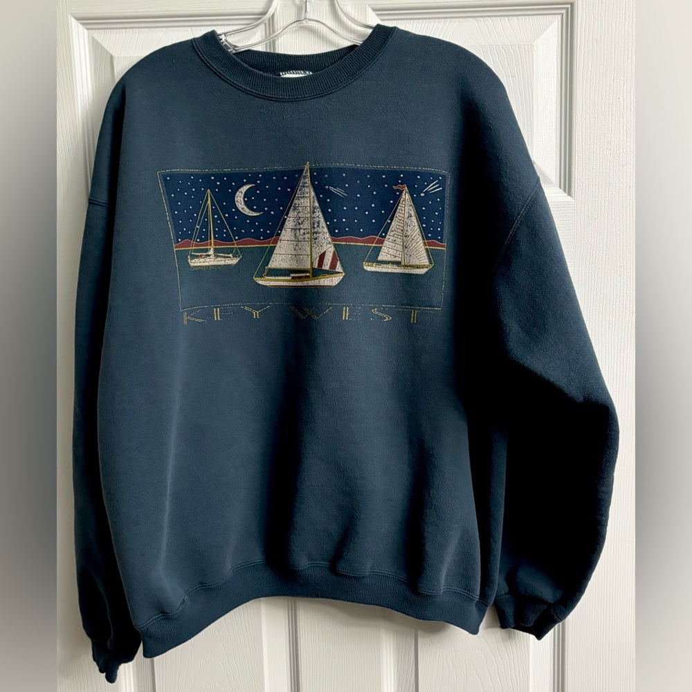 Vintage Key West Crew Neck Sweater Hanes Heavyweight Size Large